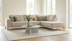 OTTO home Ecksofa »Oland Skandi, weicher Chenille-Stoff« L-Form, 289 cm, Wellenunterfederung, Skandi-Design, Massivholzfüße