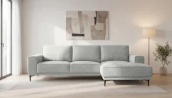 OTTO home Ecksofa »OLAND Struktur L-Form, B: 280 cm, Skandi-Design« L-Form, 280 cm, Wellenunterfederung, Skandi-Design, Metallfüße