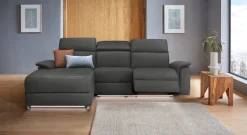 OTTO home Ecksofa »Pareli, L-Form, 259cm,m. Recamiere, Echtleder, Kunstleder, Webstoff« man. o. elektr. Relaxfunktion, USB/Kopfteilverstellg u. LED