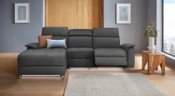 OTTO home Ecksofa »Pareli, L-Form, 259cm,m. Recamiere, Echtleder, Kunstleder, Webstoff« man. o. elektr. Relaxfunktion, USB/Kopfteilverstellg u. LED