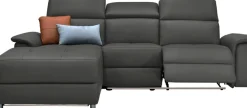 OTTO home Ecksofa »Pareli, L-Form, 259cm,m. Recamiere, Echtleder, Kunstleder, Webstoff« man. o. elektr. Relaxfunktion, USB/Kopfteilverstellg u. LED