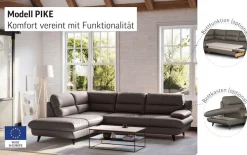 OTTO home Ecksofa »Pike L-Form, B: 266 cm« optional Schlaffunktion & Bettkasten