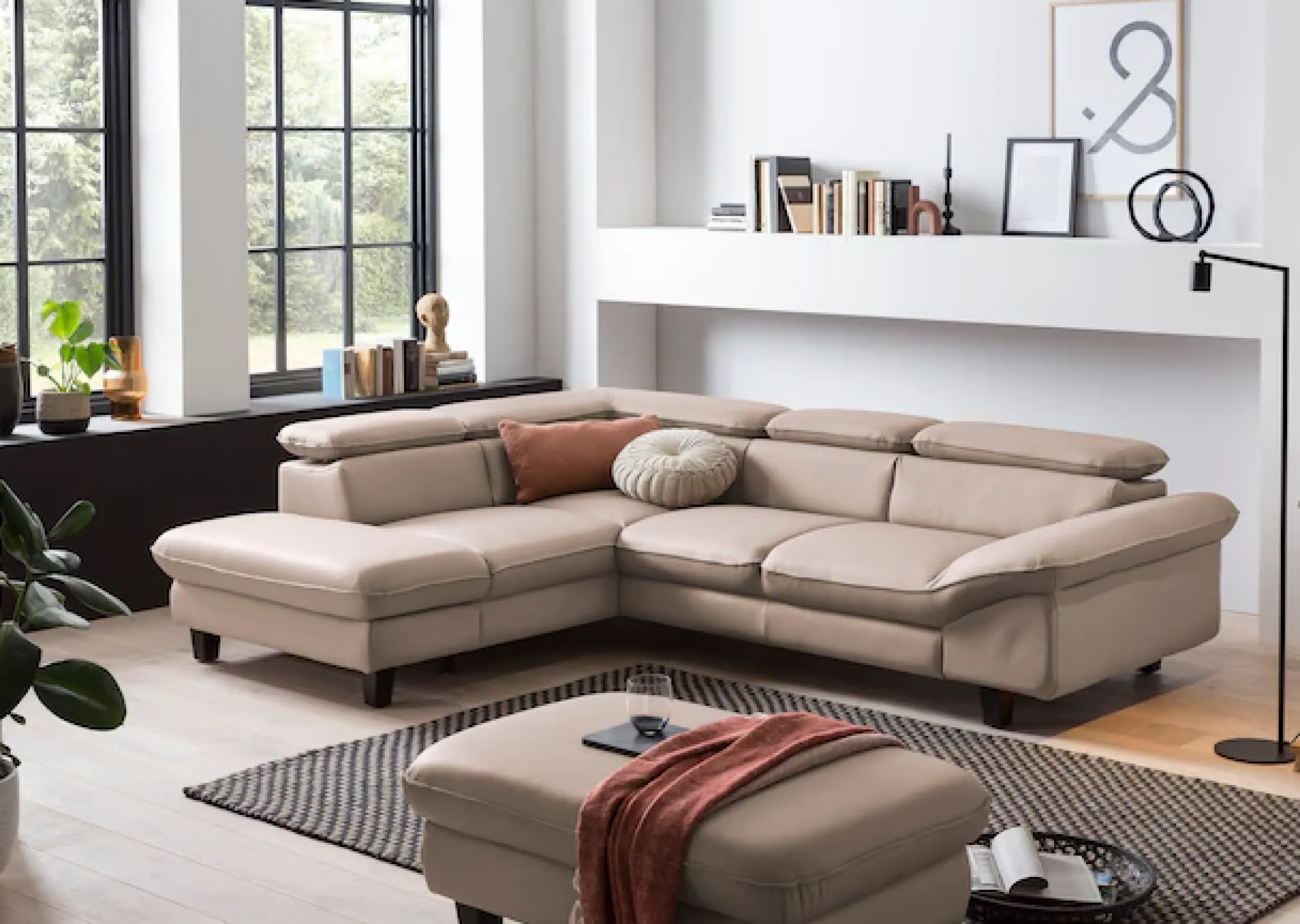 OTTO home Ecksofa »Pilot L-Form« mit Kopfteilverstellung, wahlweise mit Schlaffunktion & Bettkasten