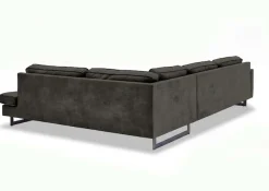 OTTO home Ecksofa »Pinto, 290 cm, Cord, Chenille, Lederoptik, Ottomane links / rechts« mit Keder, schwarze Metallfüße, Wellenunterfederung