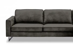 OTTO home Ecksofa »Pinto, 290 cm, Cord, Chenille, Lederoptik, Ottomane links / rechts« mit Keder, schwarze Metallfüße, Wellenunterfederung