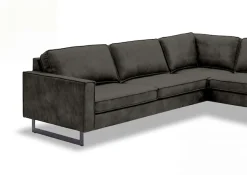 OTTO home Ecksofa »Pinto, 290 cm, Cord, Chenille, Lederoptik, Ottomane links / rechts« mit Keder, schwarze Metallfüße, Wellenunterfederung
