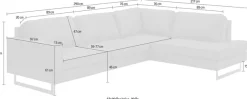 OTTO home Ecksofa »Pinto, 290 cm, Cord, Chenille, Lederoptik, Ottomane links / rechts« mit Keder, schwarze Metallfüße, Wellenunterfederung