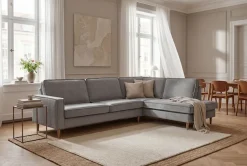 OTTO home Ecksofa »Pinto Skandi, 290 cm, Chenille, Struktur, Ottomane links / rechts« mit Keder, Massivholzfüße Eiche geräuchert, Wellenunterfederung
