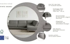 OTTO home Ecksofa »Pinto Skandi, 290 cm, Chenille, Struktur, Ottomane links / rechts« mit Keder, Massivholzfüße Eiche geräuchert, Wellenunterfederung
