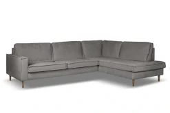OTTO home Ecksofa »Pinto Skandi, 290 cm, Chenille, Struktur, Ottomane links / rechts« mit Keder, Massivholzfüße Eiche geräuchert, Wellenunterfederung