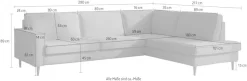 OTTO home Ecksofa »Pinto Skandi, 290 cm, Chenille, Struktur, Ottomane links / rechts« mit Keder, Massivholzfüße Eiche geräuchert, Wellenunterfederung