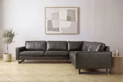 OTTO home Ecksofa »Pinto, XXL, 250/290 cm, langer Schenkel, Ottomane« Cord, Chenille, Lederoptik, mit Keder, Metallfüße, Wellenunterfederung