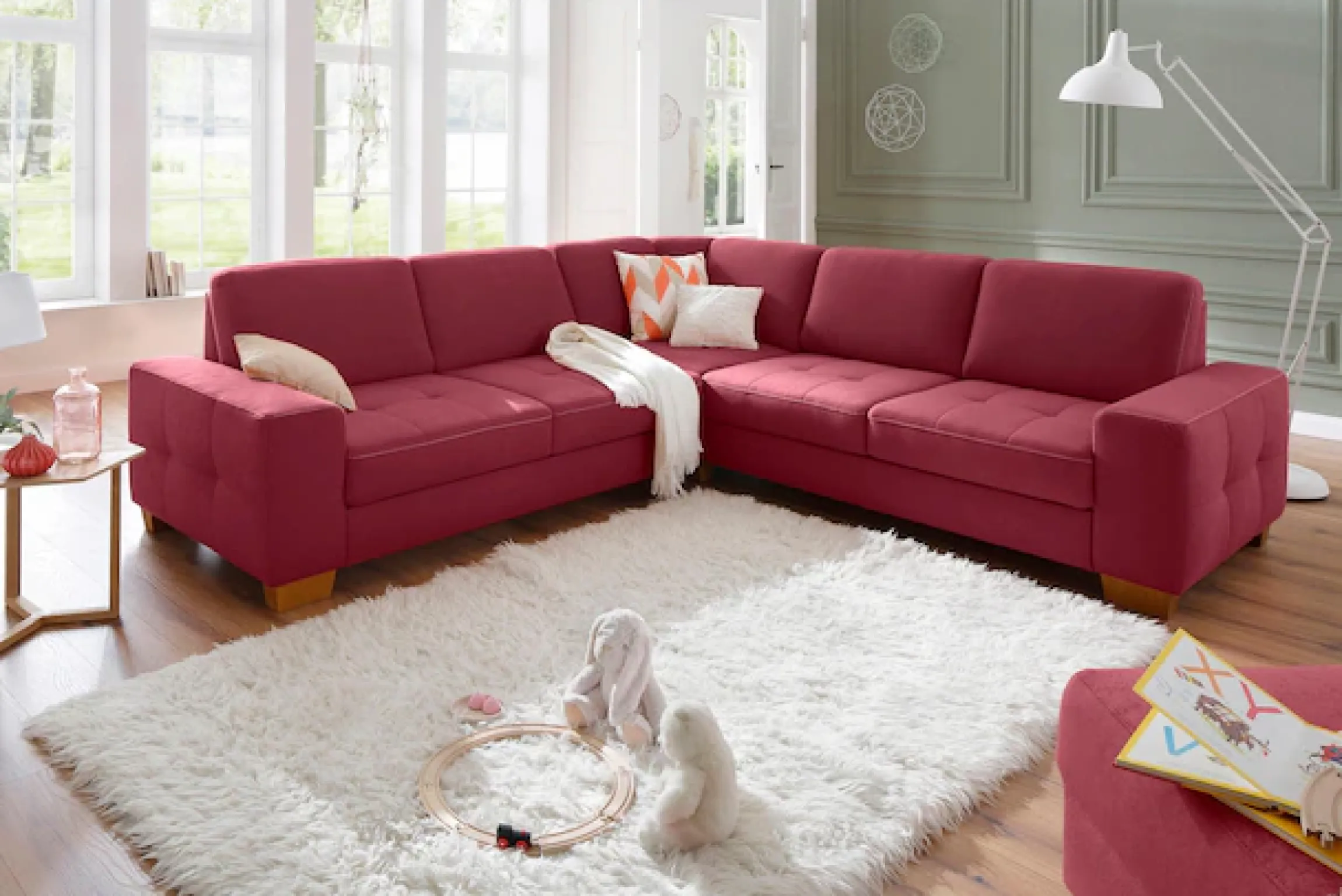 OTTO home Ecksofa »Puccini L-Form« mit Federkern, Sitztiefenverstellung, Kontrastnaht