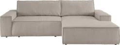 OTTO home Ecksofa »SHERWOOD Cord L-Form, 267 cm - OTTO. Verlässliche Qualität.« Schlaffunktion mit Bettkasten (210x136 cm), Cord, Vintage, Samtvelours