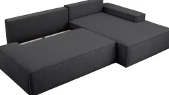 OTTO home Ecksofa »SHERWOOD CordSchlafsofa in L-Form offen (275cm)« Schlaffunktion und Bettkasten, Kedernaht, hoher Sitz- & Liegekomfort,