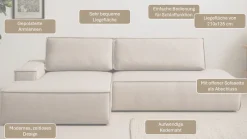 OTTO home Ecksofa »SHERWOOD CordSchlafsofa in L-Form offen (275cm)« Schlaffunktion und Bettkasten, Kedernaht, hoher Sitz- & Liegekomfort,