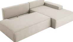 OTTO home Ecksofa »SHERWOOD LeinenoptikSchlafsofa in L-Form offen (275cm)« Schlaffunktion und Bettkasten, Kedernaht, hoher Sitz- & Liegekomfort,