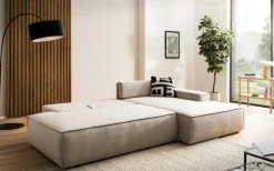 OTTO home Ecksofa »SHERWOOD LeinenoptikSchlafsofa in L-Form offen (275cm)« Schlaffunktion und Bettkasten, Kedernaht, hoher Sitz- & Liegekomfort,