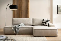 OTTO home Ecksofa »SHERWOOD LeinenoptikSchlafsofa in L-Form offen (275cm)« Schlaffunktion und Bettkasten, Kedernaht, hoher Sitz- & Liegekomfort,