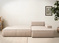 OTTO home Ecksofa »SHERWOOD LeinenoptikSchlafsofa in L-Form offen (275cm)« Schlaffunktion und Bettkasten, Kedernaht, hoher Sitz- & Liegekomfort,