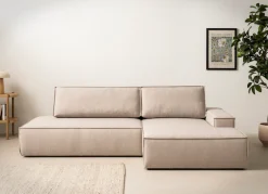 OTTO home Ecksofa »SHERWOOD LeinenoptikSchlafsofa in L-Form offen (275cm)« Schlaffunktion und Bettkasten, Kedernaht, hoher Sitz- & Liegekomfort,