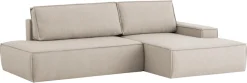 OTTO home Ecksofa »SHERWOOD LeinenoptikSchlafsofa in L-Form offen (275cm)« Schlaffunktion und Bettkasten, Kedernaht, hoher Sitz- & Liegekomfort,