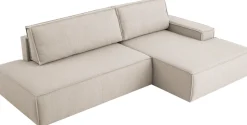OTTO home Ecksofa »SHERWOOD LeinenoptikSchlafsofa in L-Form offen (275cm)« Schlaffunktion und Bettkasten, Kedernaht, hoher Sitz- & Liegekomfort,