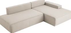 OTTO home Ecksofa »SHERWOOD LeinenoptikSchlafsofa in L-Form offen (275cm)« Schlaffunktion und Bettkasten, Kedernaht, hoher Sitz- & Liegekomfort,