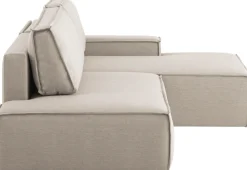 OTTO home Ecksofa »SHERWOOD LeinenoptikSchlafsofa in L-Form offen (275cm)« Schlaffunktion und Bettkasten, Kedernaht, hoher Sitz- & Liegekomfort,