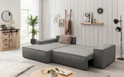 OTTO home Ecksofa »SHERWOOD Samtvelours L-Form, 267 cm - OTTO. Verlässliche Qualität.« Schlaffunktion mit Bettkasten (210x136 cm), Cord, Vintage, Samtvelours