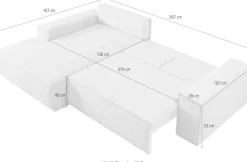 OTTO home Ecksofa »SHERWOOD Samtvelours L-Form, 267 cm - OTTO. Verlässliche Qualität.« Schlaffunktion mit Bettkasten (210x136 cm), Cord, Vintage, Samtvelours