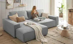 OTTO home Ecksofa »SHERWOOD XXL Leinenoptik284, Big-Sofa L-Form, tiefe Sitzfläche 95 cm« Recamiere rechts/links, als Schlafsofa stellbar, Cord u. Leinenoptik