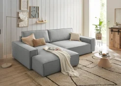 OTTO home Ecksofa »SHERWOOD XXL Leinenoptik284, Big-Sofa L-Form, tiefe Sitzfläche 95 cm« Recamiere rechts/links, als Schlafsofa stellbar, Cord u. Leinenoptik