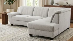 OTTO home Ecksofa »Sillkeborg 254 x 186 cm, formschönes Sofa mit dunklen Füßen« aus pflegeleichtem, weichem Luxus-Microfaser