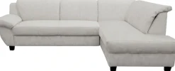 OTTO home Ecksofa »Sillkeborg 254 x 186 cm, formschönes Sofa mit dunklen Füßen« aus pflegeleichtem, weichem Luxus-Microfaser