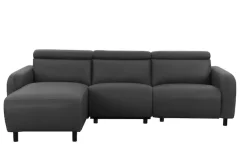 OTTO home Ecksofa »SKAANE Lederoptik, L-Form, 274 cm, manuelle/elektrische Relaxfunktion,« rundes Design, Kopfteilverstellung, Federkernpolsterung