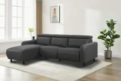 OTTO home Ecksofa »SKAANE Lederoptik, L-Form, 274 cm, manuelle/elektrische Relaxfunktion,« rundes Design, Kopfteilverstellung, Federkernpolsterung