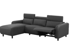 OTTO home Ecksofa »SKAANE Lederoptik, L-Form, 274 cm, manuelle/elektrische Relaxfunktion,« rundes Design, Kopfteilverstellung, Federkernpolsterung