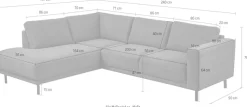 OTTO home Ecksofa »Sveeva, L-Form, B.240 cm, schwarze Metallfüße« langlebiger Webstoff, mit Wellenunterfederung, viele Farben