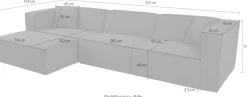 OTTO home Ecksofa »Tammie« Breite 312 cm, Webstoff fein, bodentief, mit Wellenunterfederung