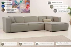OTTO home Ecksofa »Tammie« Breite 312 cm, Webstoff fein, bodentief, mit Wellenunterfederung