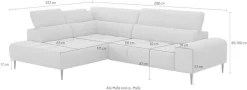 OTTO home Ecksofa »Theo L-Form, B: 298 cm« mit Kopfteilverstellung, optional Sitztiefenverstellung
