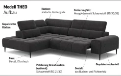 OTTO home Ecksofa »Theo L-Form, B: 298 cm« mit Kopfteilverstellung, optional Sitztiefenverstellung