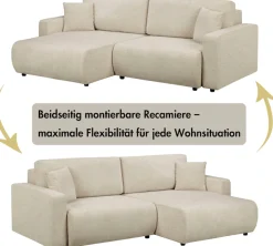 OTTO home Ecksofa »TILLIE L-Form, 229 cm - OTTO. Verlässliche Qualität.« Schlaffunktion (132/194), Bettkasten, Struktur-Bezug