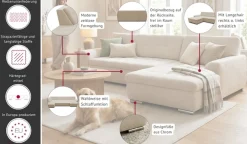 OTTO home Ecksofa »Torrnby 268 x 178 cm, mit Steppungen, modern & stabil« L-Form, aus pflegeleichtem, weichem Luxus-Microfaser