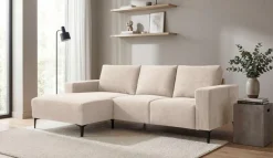 OTTO home Ecksofa »Tournon L-Form, Breite 232 cm, Breitcord« Designsofa im nordischen Stil, Wellenunterfederung, Metallfüße