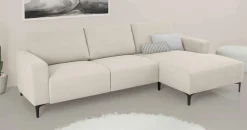 OTTO home Ecksofa »Tournon, L-Form, Breite 262 cm, Webstoff, Chenille« Designsofa im nordischen Stil, Wellenunterfederung, Metallfüße