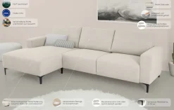 OTTO home Ecksofa »Tournon, L-Form, Breite 262 cm, Webstoff, Chenille« Designsofa im nordischen Stil, Wellenunterfederung, Metallfüße