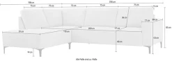 OTTO home Ecksofa »Tournon, L-Form, Breite 256 cm, Webstoff, Chenille« Designsofa im nordischen Stil, Wellenunterfederung, Metallfüße