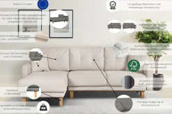 OTTO home Ecksofa »TRIPLO optionale Schlafsofa mit Bettkasten, Maße B/T/H: 234/164/89 cm« L-Form wahlweise mit Bettfunktion - Liegefläche 132x210 cm
